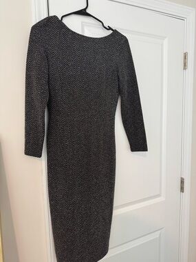 Banana Republic Black & Gray Herringbone Sheath Dress - Women's